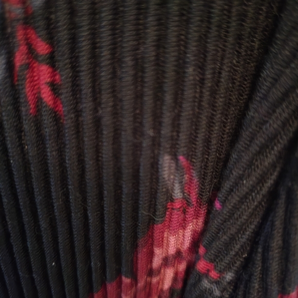 Black and red floral capri pants jumper/romper.  Size small - Picture 4 of 5